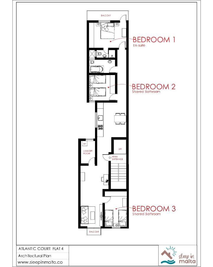 F4 Room 3, Private Room Two Single Beds Shared Bathroom Msida Esterno foto